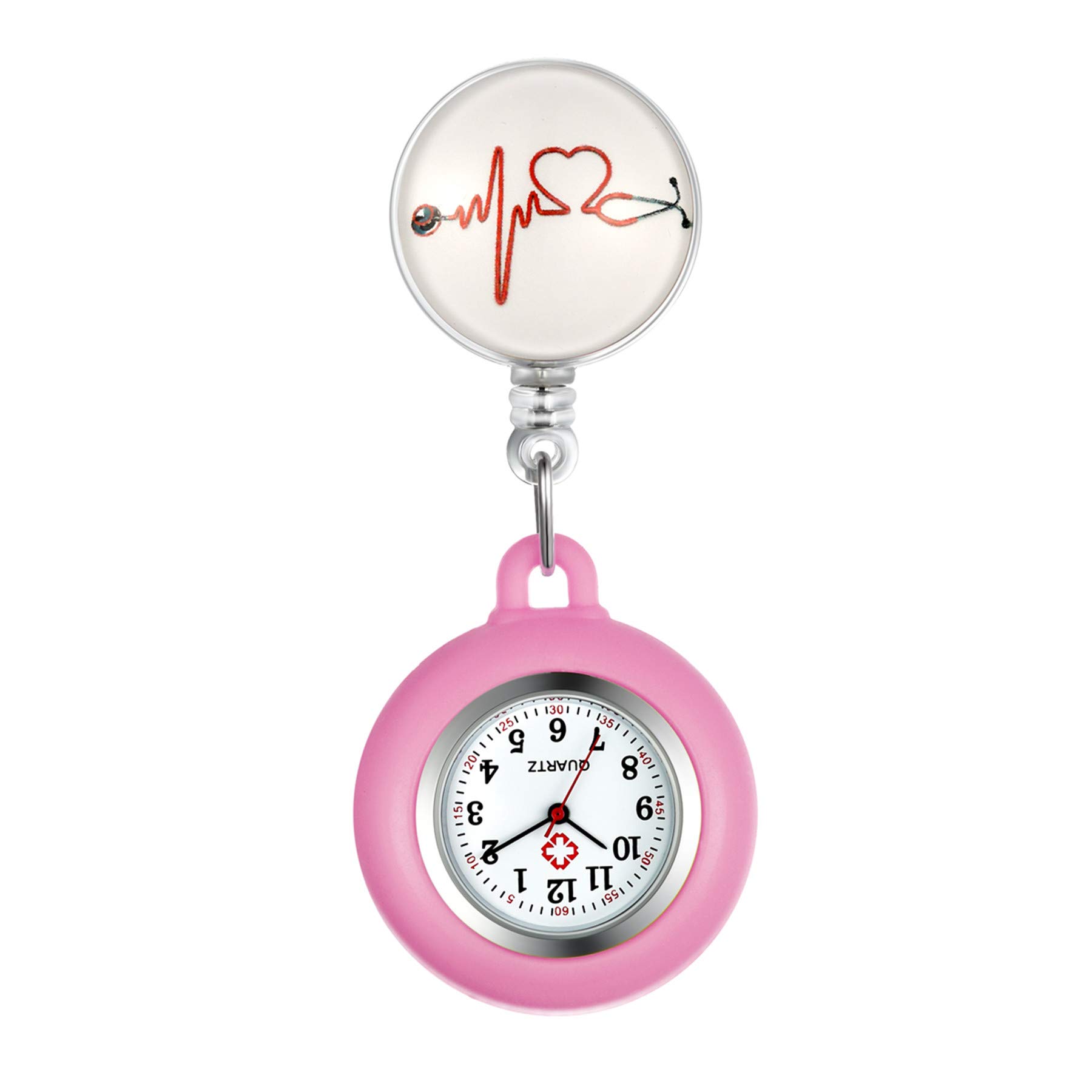 Avaner Retractable Nurse Watch with Clip - Waterproof Silicone Fob Watch for Medical Professionals - Pocket Watch for Women & Men - Ideal for Nurses, Doctors, and Healthcare Workers During Shifts