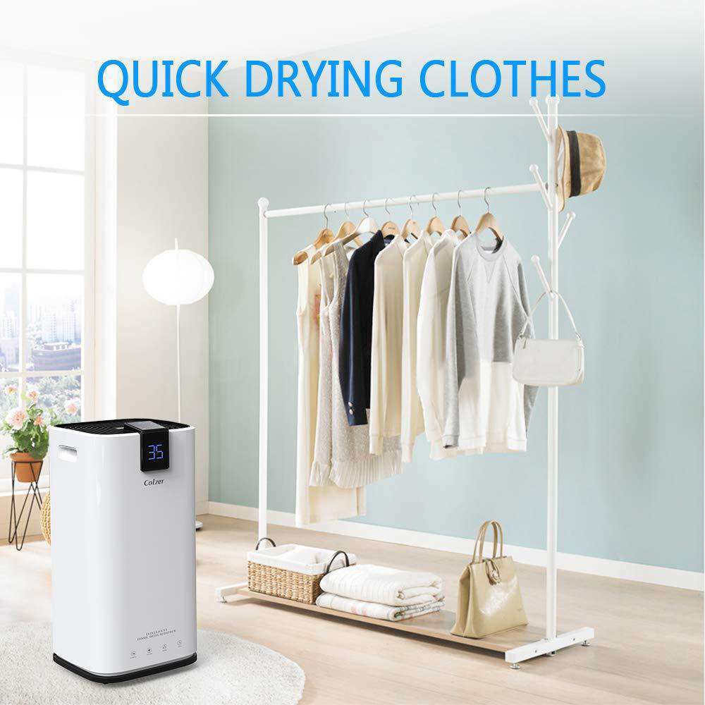 Colzer 001 70 Pints Large Capacity Compact Portable Dehumidifier with Continuous Drain Outlet - Perfect for Basements, Bedrooms & Small Spaces
