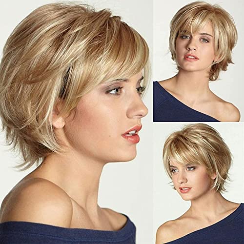 Short Blonde Wig Pixie Cut - Synthetic Hairpiece for Women | Perfect for Cosplay, Halloween Costumes & Everyday Fashion