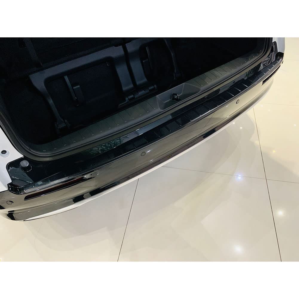 Beautost Stainless Steel Rear Bumper Sill Plate Guard Cover Trim for Toyota Sienna 2021-2025 - Carbon Fiber Black Style | Durable Exterior Protection for Parking & Loading Scenes