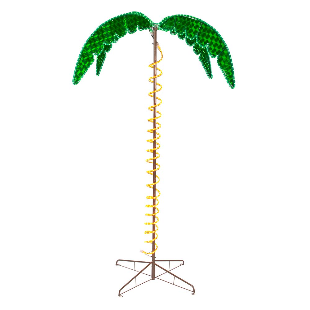 Holographic Ropelight Palm Tree - 7 Feet Tall Indoor/Outdoor Decorative Lighting with Plug-In - Perfect for Patio, Poolside, Garden, and Party Decorations