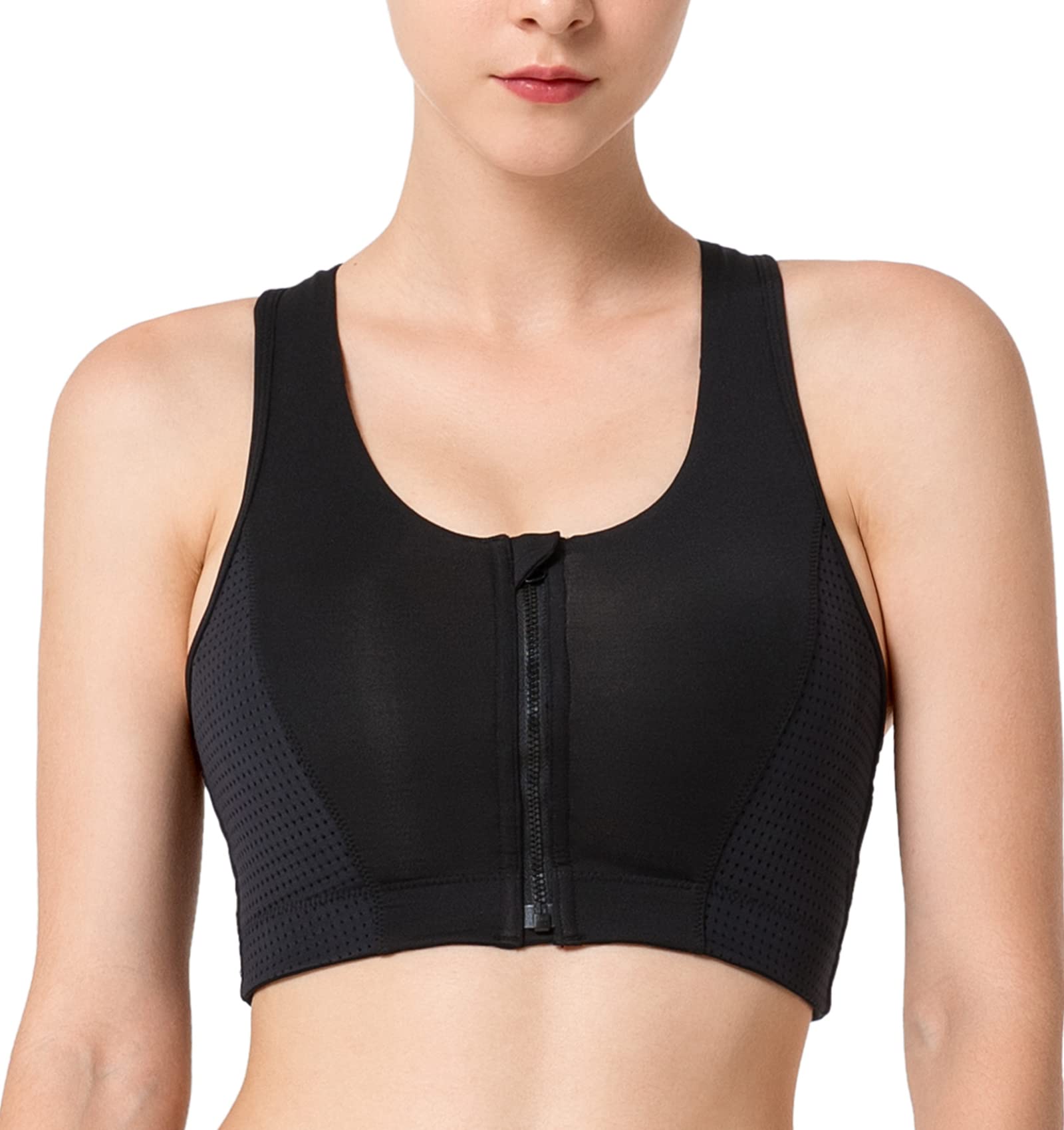 Yvette Zip Front High Support Sports Bra for Women - Workout, Running & Gym Top | Perfect for High-Intensity Training & Active Lifestyles