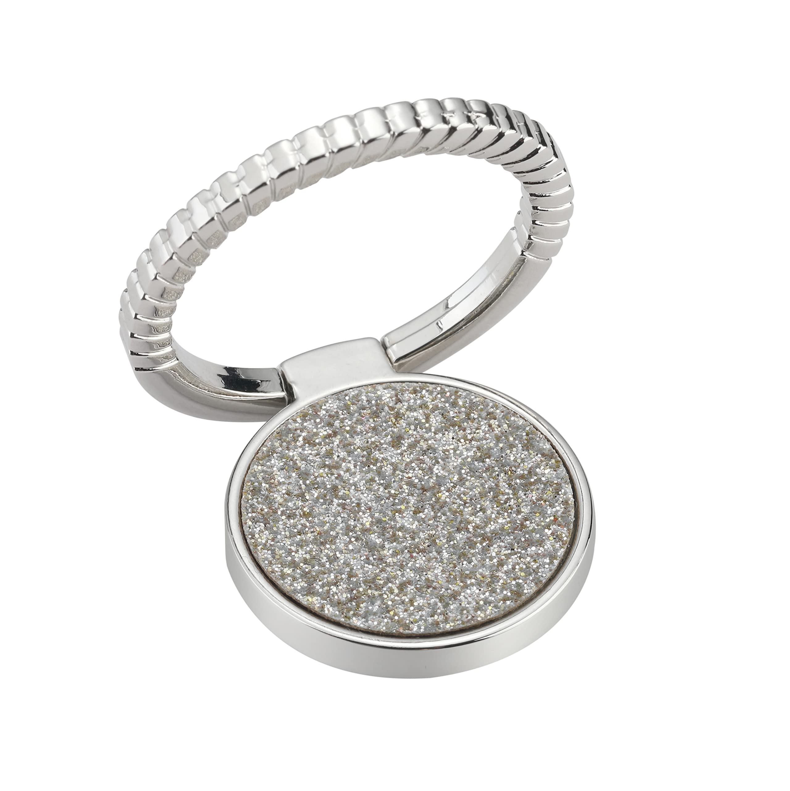 LAX Gadgets Cell Phone Ring Holder - Finger Grip & Stand for iPhone & Android - Sparkle Silver - Perfect for Work, Travel, and Selfies