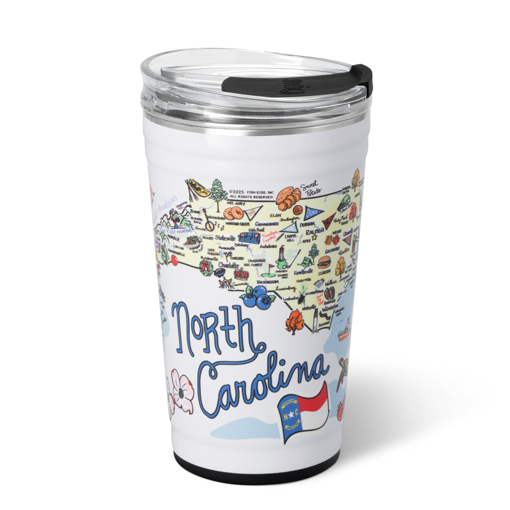 24oz North Carolina Party Cup - Durable Plastic Stadium Cups for Tailgates, BBQs, and Outdoor Events