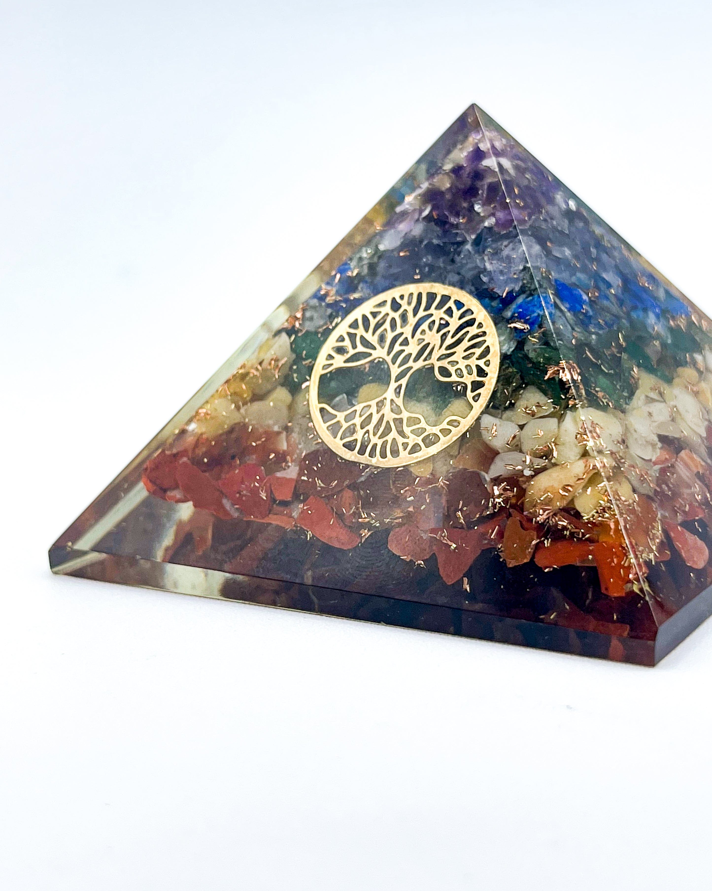 Chakra Healing Orgonite Pyramid for Energy Balance & Protection – Perfect for Meditation, Home Decor, and Spiritual Wellness