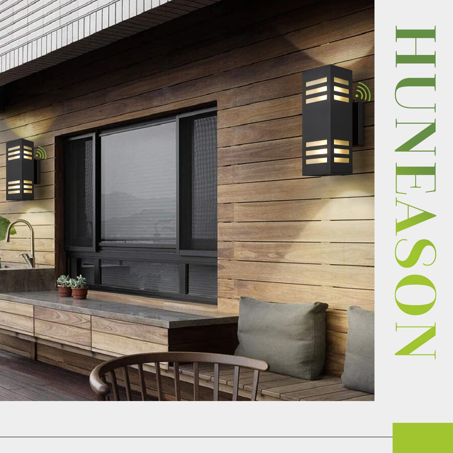 2 Pack Outdoor Wall Lights - Dusk to Dawn Waterproof Black Modern Sconce, 13