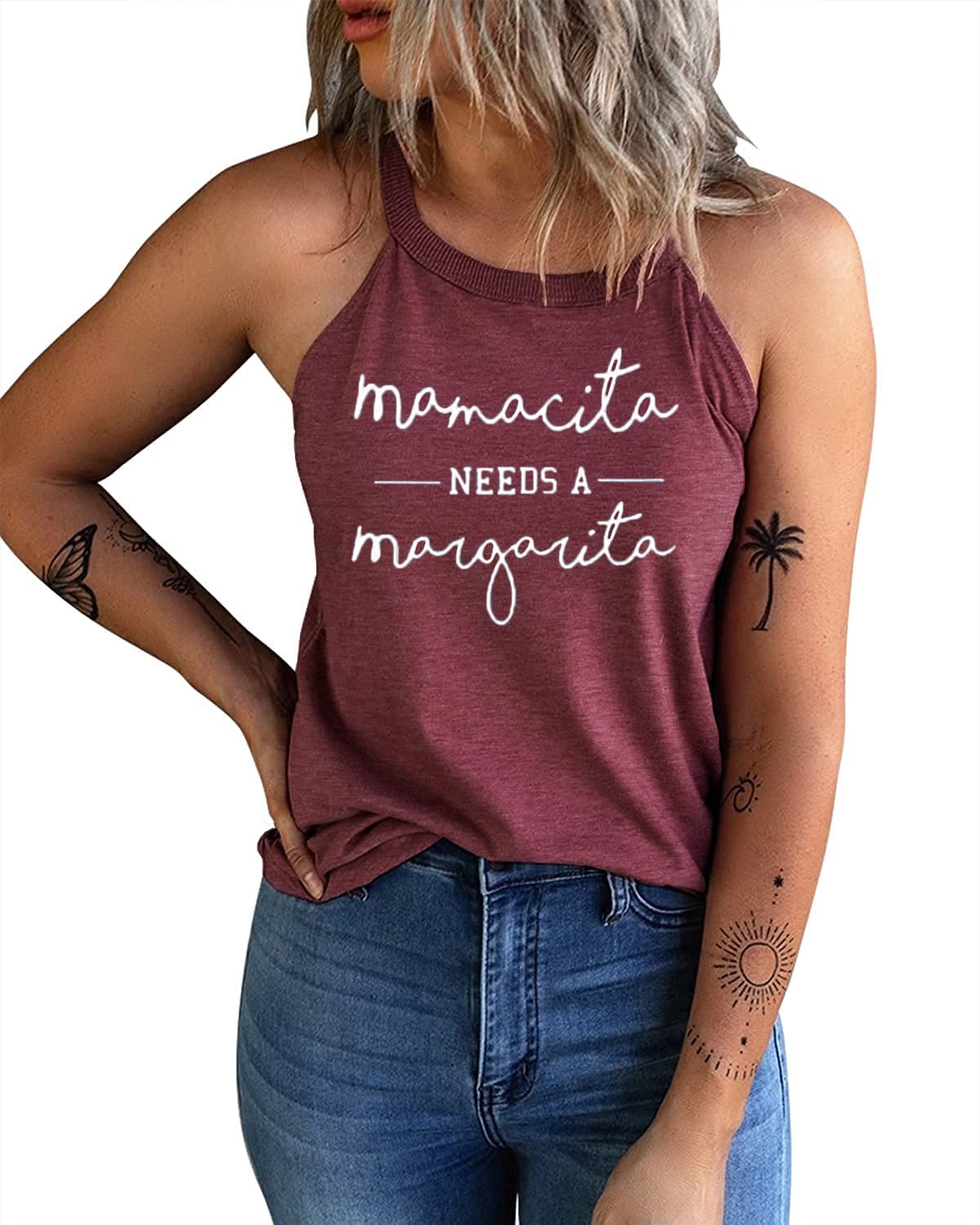 IRISGOD Women's High Neck Tank Tops - Summer Graphic Halter Sleeveless Rocker Tee Shirts for Casual Wear, Music Festivals & Street Style
