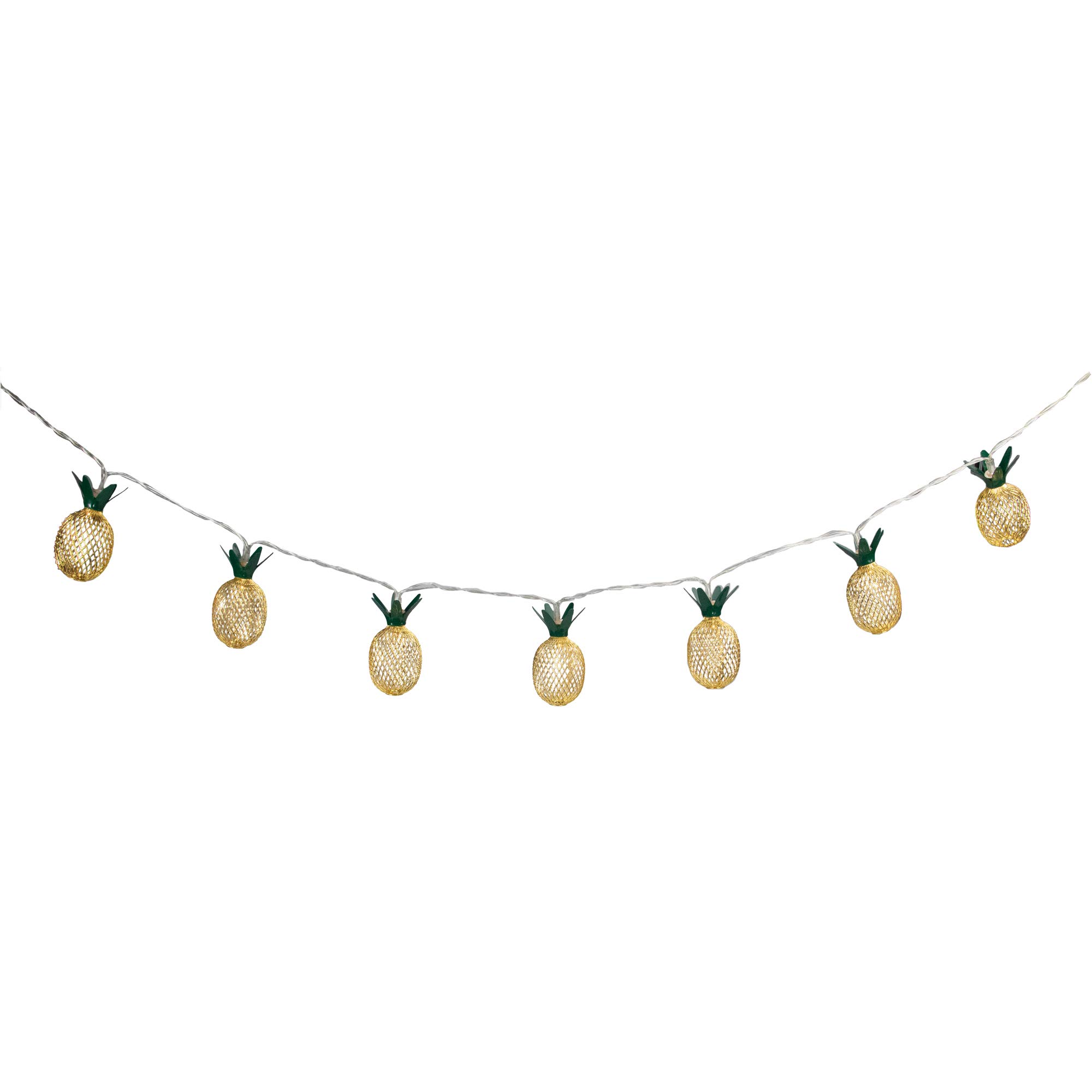 10 Pack B/O LED Warm White Gold Pineapple String Lights - 3 Feet Clear Wire for Home Decor, Party, Wedding & Outdoor Lighting