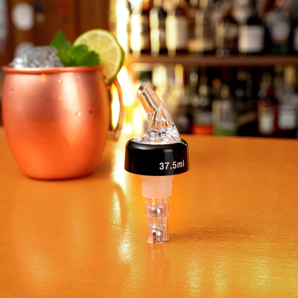 Restaurantware Bar Lux 1.3 Ounce Liquor Pour Spouts - 50 Pack Leak-Resistant Clear Plastic Measured Pourers for Alcohol Bottles | Perfect for Bars, Restaurants & Home Bartending