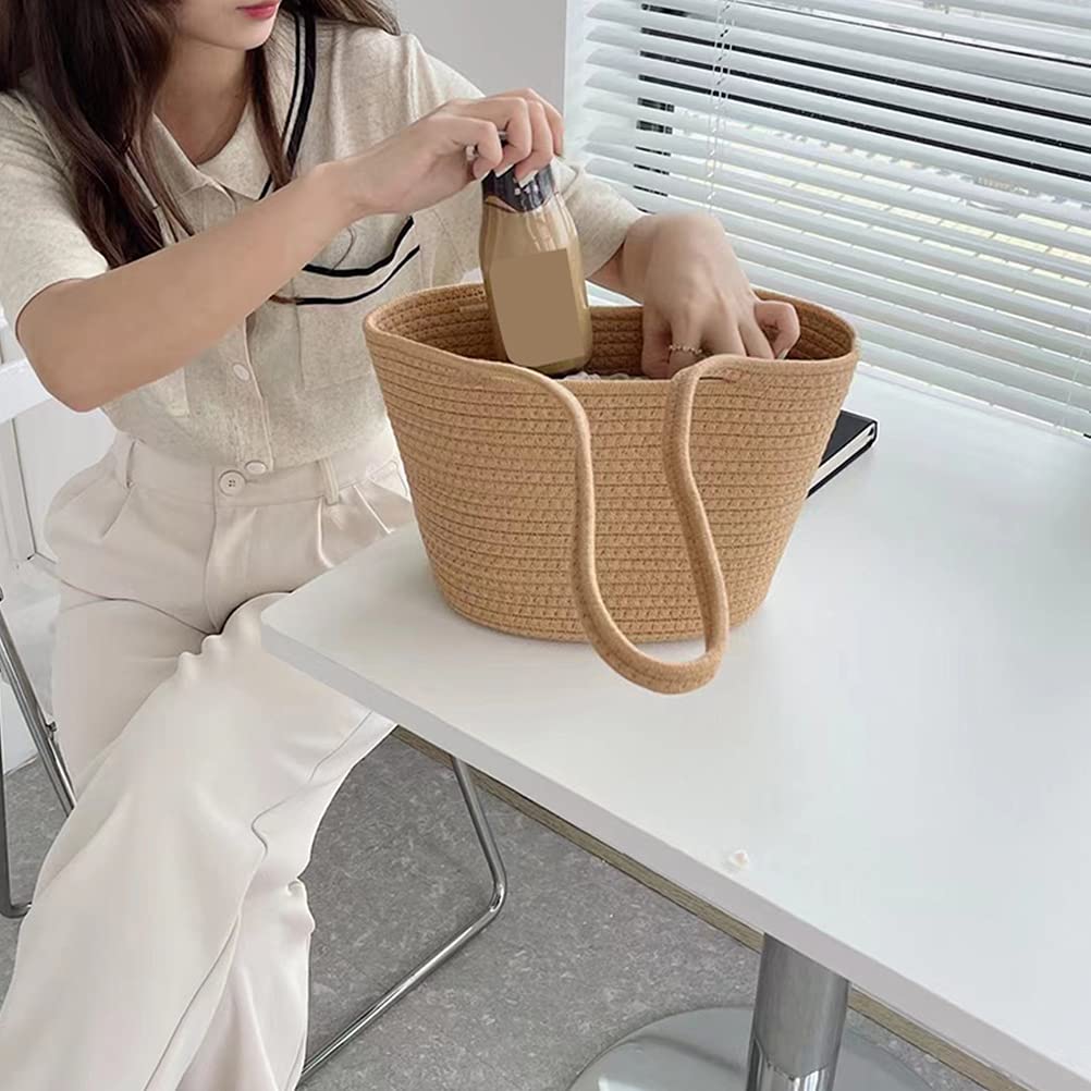 DOITOOL French Style Woven Straw Tote Bag - Women's Rattan Handbag for Beach, Shopping & Outdoor Use - Cotton Linen Wedding Storage Basket