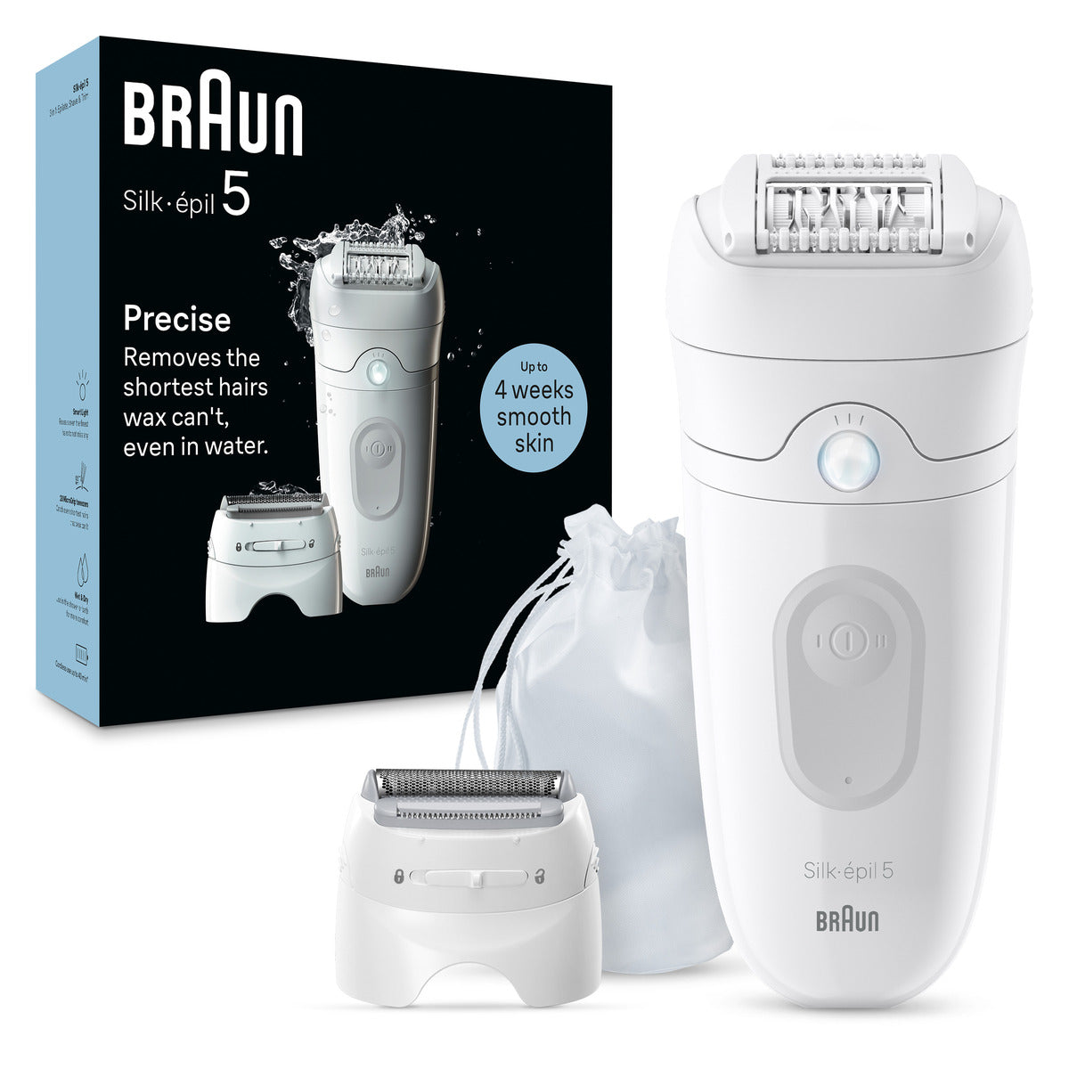 Braun SE5-041 Women's Epilator for Dry & Wet Use - Painless Hair Removal for Smooth Skin at Home, Shower & Travel