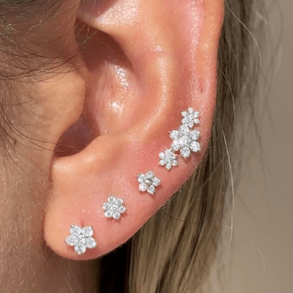 14k Rose Gold Round Diamond Flower Stud Earrings for Women - Perfect for Weddings, Parties & Everyday Elegance