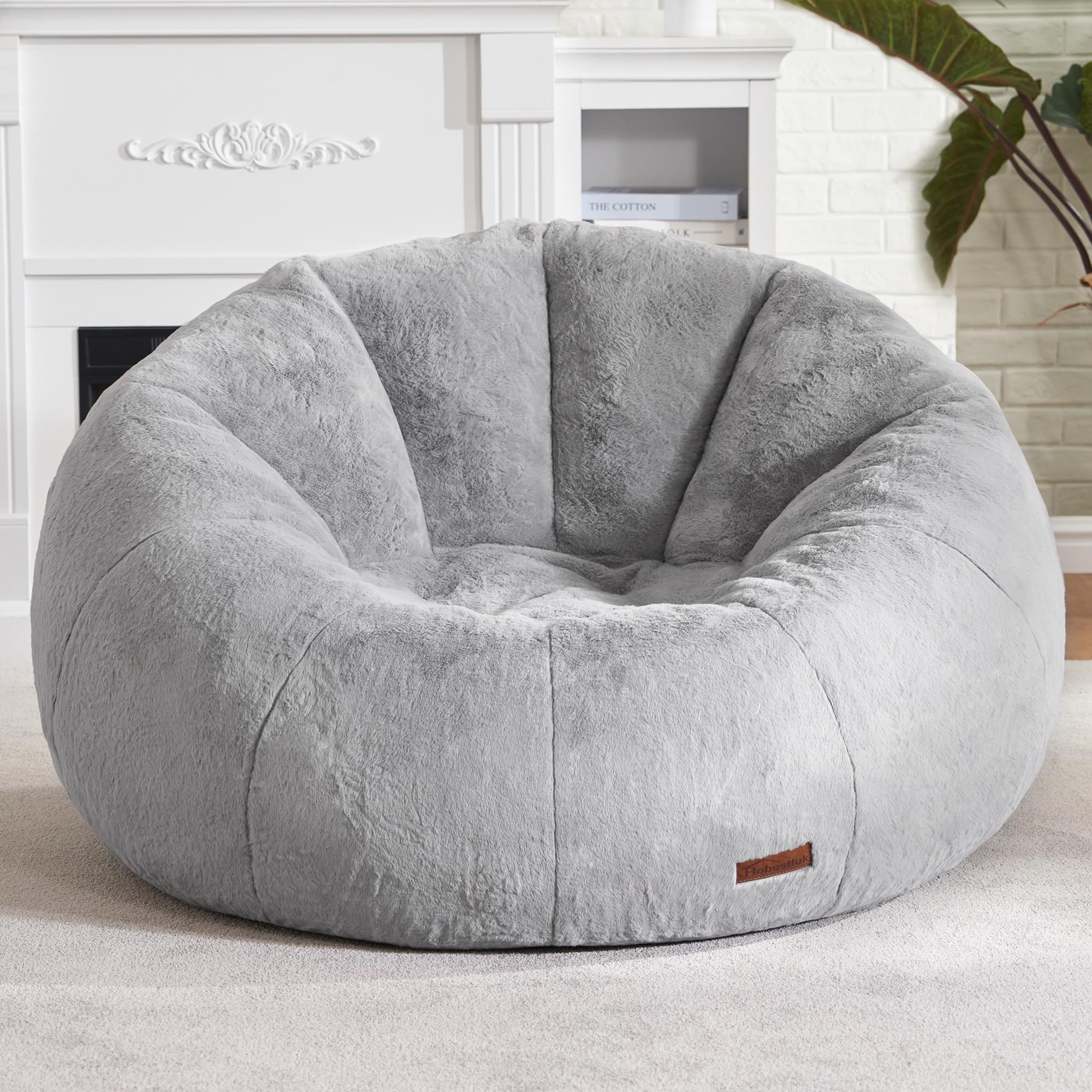 Hobestluk Large Bean Bag Chair for Adults - Oversized Comfy Bean Bag Sofa Chair with Spacious Design, Perfect for Reading, Gaming, Lounging & Relaxing in Living Room, Bedroom or Dorm (Grey)
