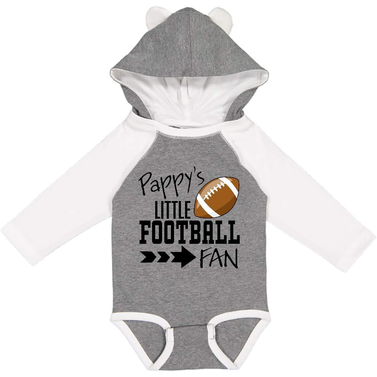 Inktastic Pappy's Little Football Fan Baby Long Sleeve Bodysuit - Soft Cotton Creeper for Newborns & Infants - Perfect for Game Day, Family Photos & Football Season Outfits