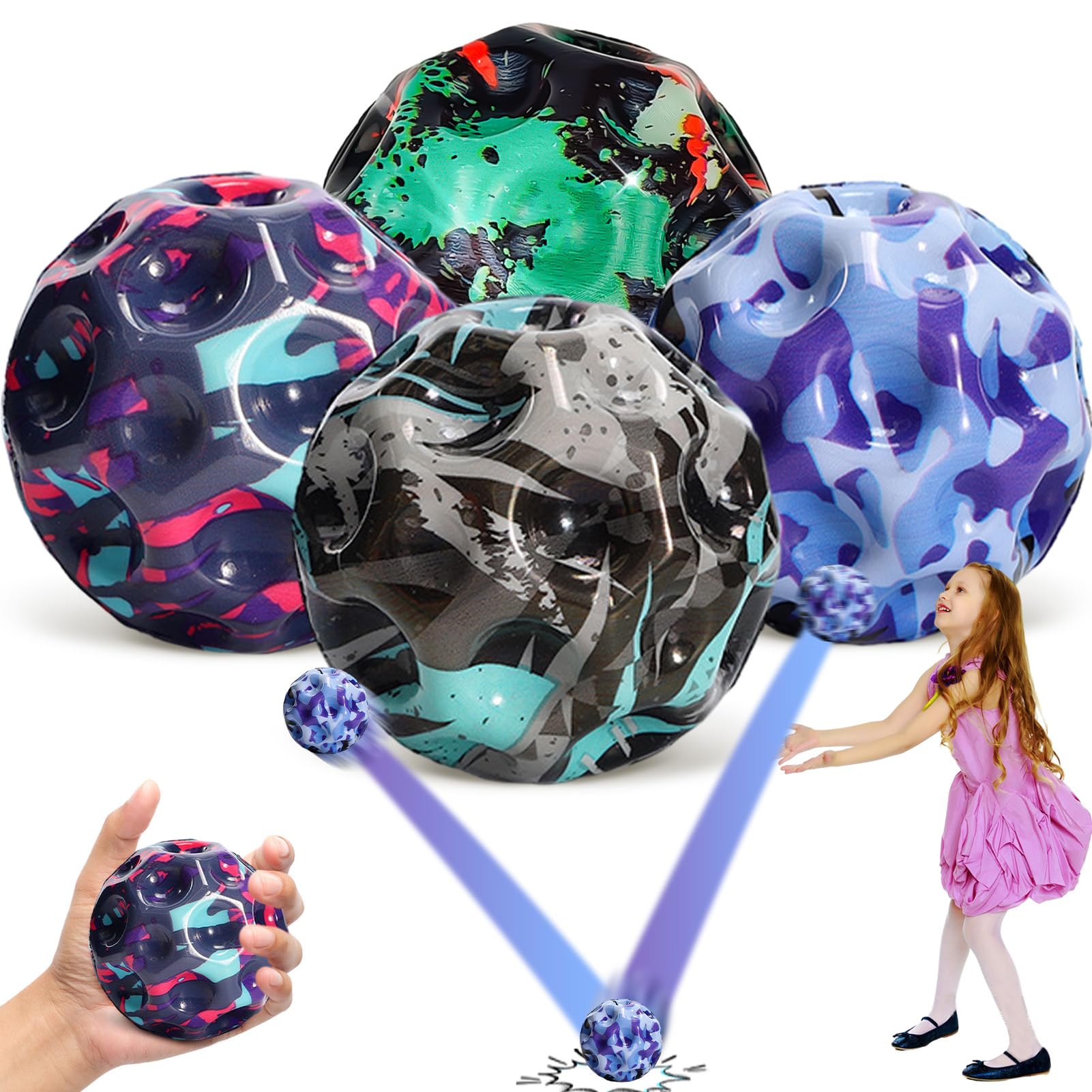 3-Piece Astro Jump Balls - 7cm Space Bounce Balls for Kids, Mini Bouncy Balls for Playground, Party Favors, Stress Relief & Outdoor Games - High Bounce Rubber Balls for Fun and Exercise