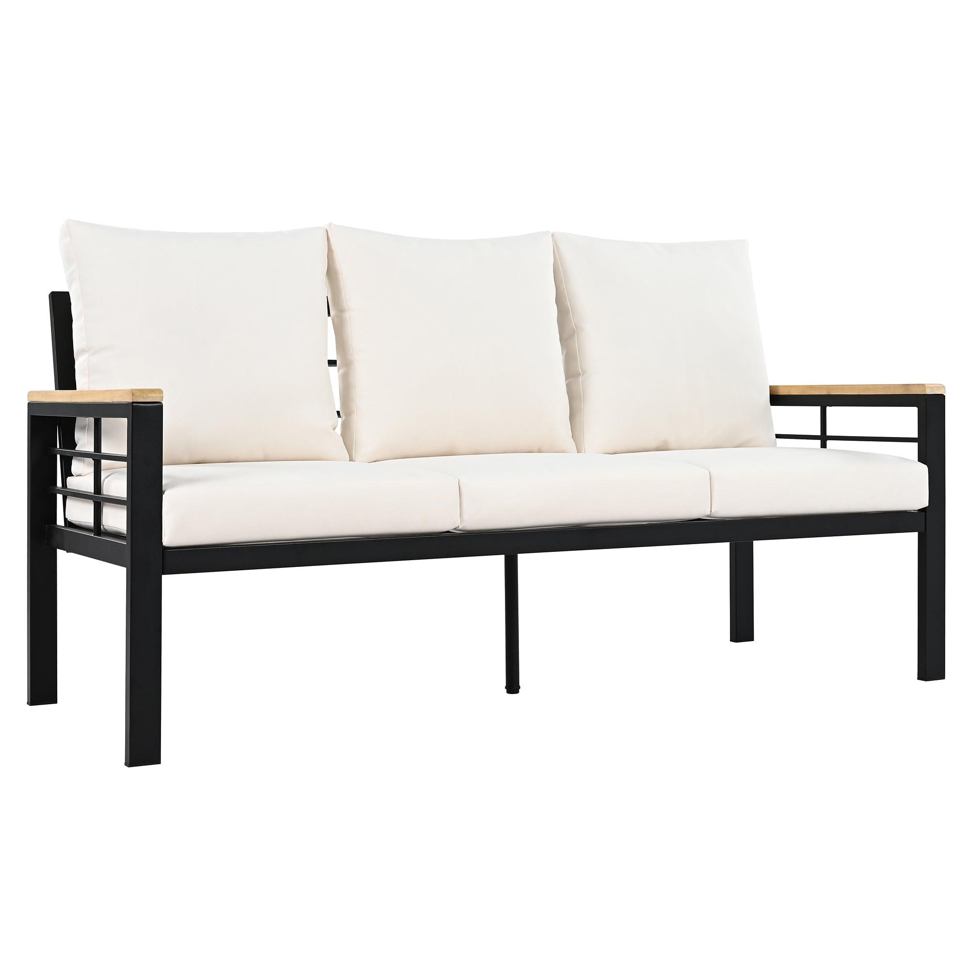 5-Piece Outdoor Patio Conversation Set with 3-Seat Sofa & Cushions - Perfect for Backyard, Poolside, Garden, and Outdoor Relaxation
