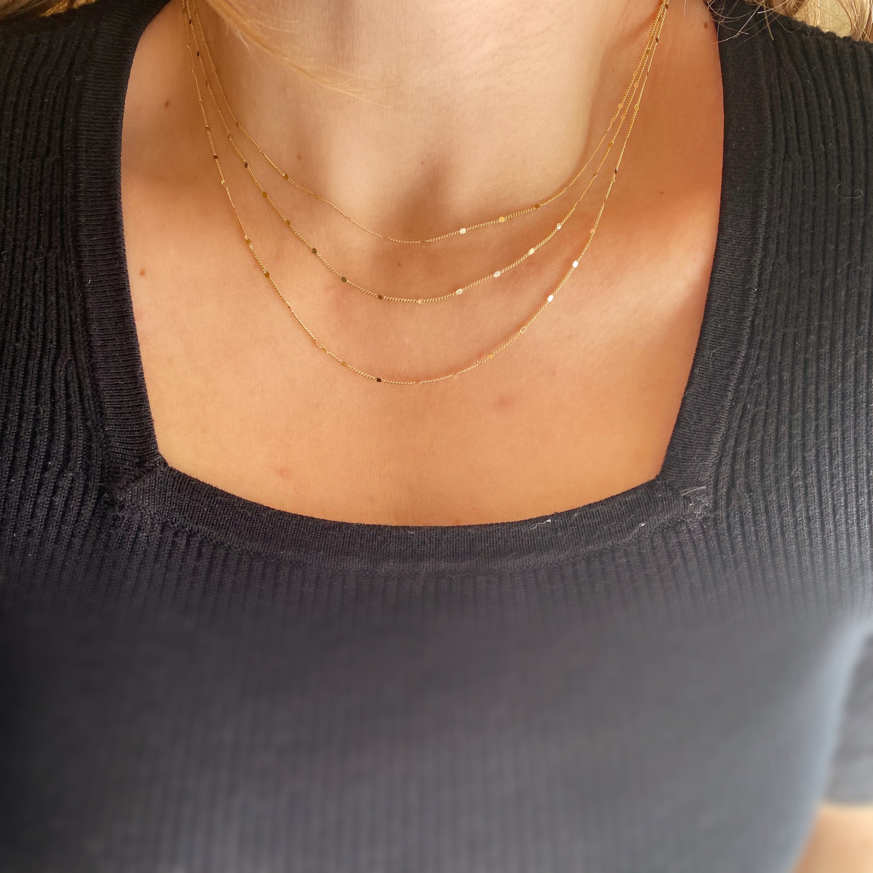 18K Gold Filled 1mm Curb Chain Necklace with Pressed Details - Elegant Layering Piece for Women, Perfect for Everyday Wear & Gift Giving