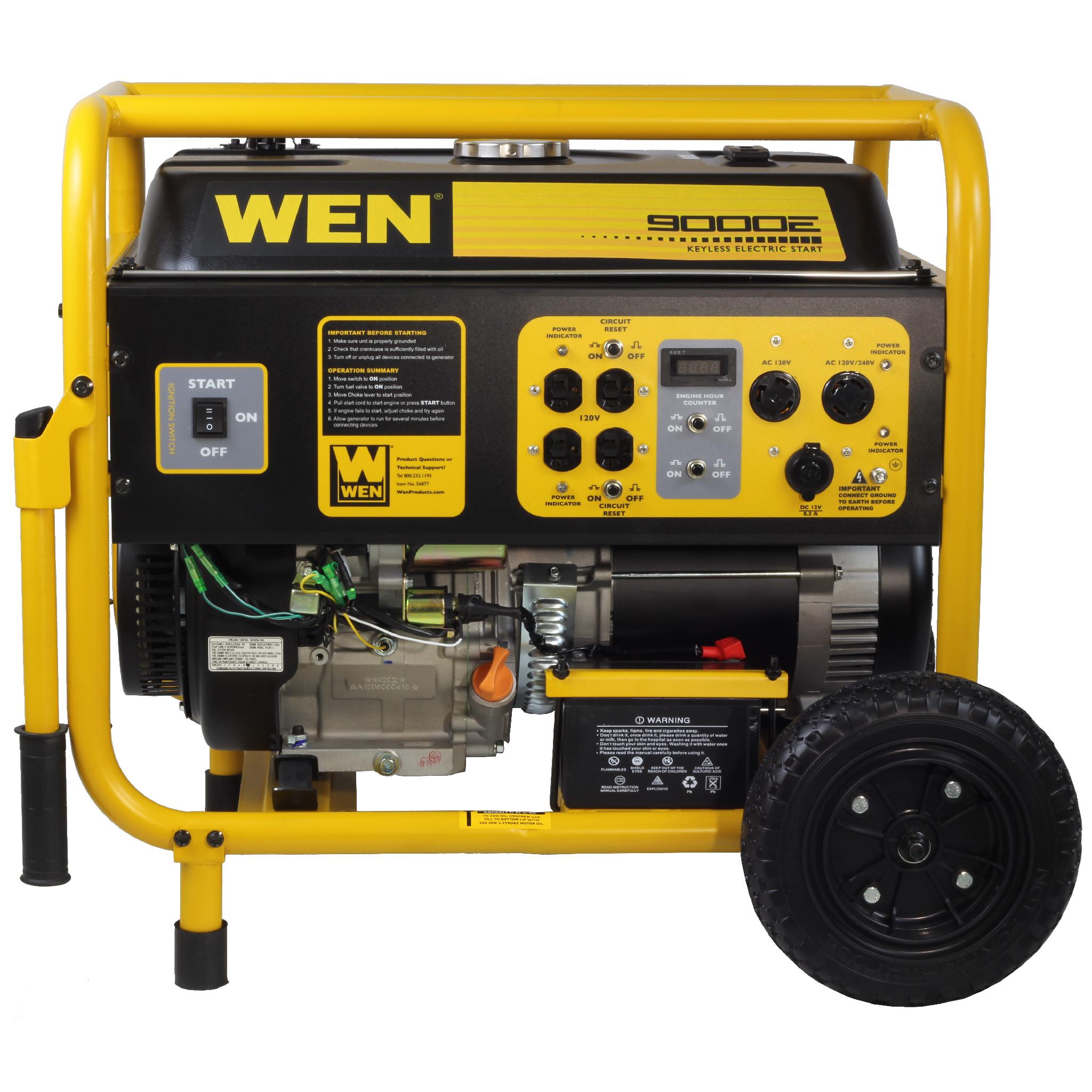 WEN 56877 9000 Watt Portable Electric Start Generator - Reliable Power Backup for Home, Camping & Emergency Use