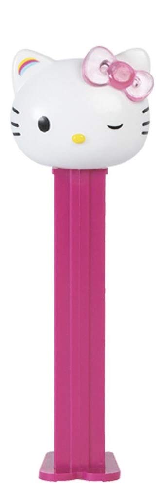 Hello Kitty Rainbow Pez Dispenser with 2 Candy Rolls & 6 Raspberry Refills - Fun Collectible Candy Toy for Kids, Parties, Gifts & Halloween Treats