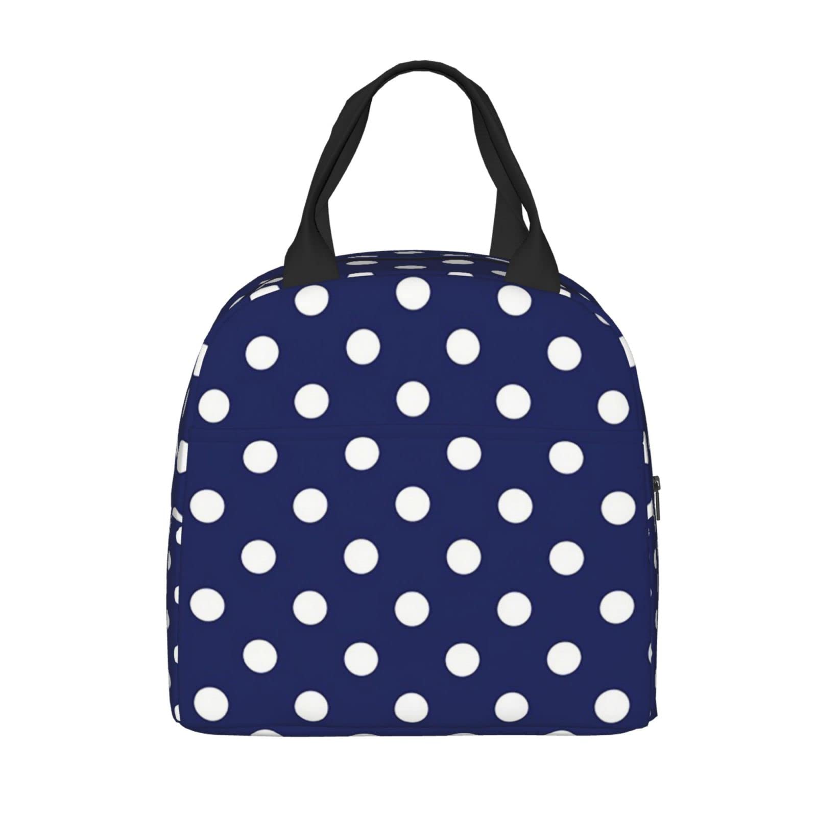 KiuLoam Blue Polka Dot Insulated Lunch Bag - Reusable Thermal Tote for Men, Women, Kids - Perfect for Work, School, Picnic & Travel - Food Container Keeps Meals Fresh & Cool