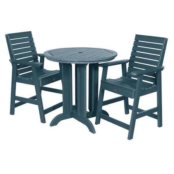 Weather-Resistant 3-Piece Round Counter Height Outdoor Dining Set - Perfect for Patio, Deck, and Backyard Gatherings