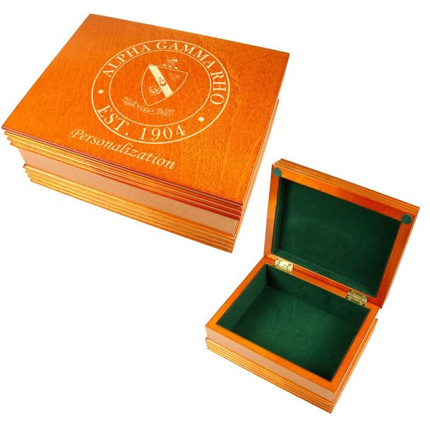 Greekgear Alpha Gamma Rho Wooden Keepsake Box - Personalized Fraternity Memorabilia for Display & Storage - Perfect for Jewelry, Photos, and Sentimental Items