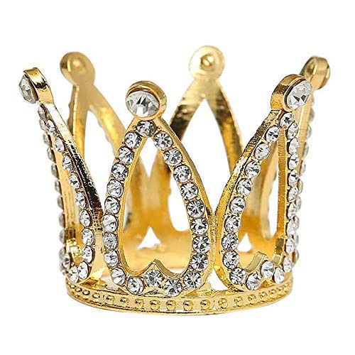 Gold Mini Crown Cake Topper for Newborn Prince & Princess - Tiny Rhinestone Tiara for Cupcakes, Baby Shower Decor, Photo Props & Craft Projects - Perfect for 1st Birthday Parties, Christenings & Nursery Decorations