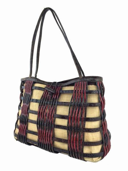 Nancy Gonzalez Woven Crocodile Leather Medium Basket Tote Handbag - Luxury Designer Women's Shoulder Bag for Work, Travel & Everyday Use