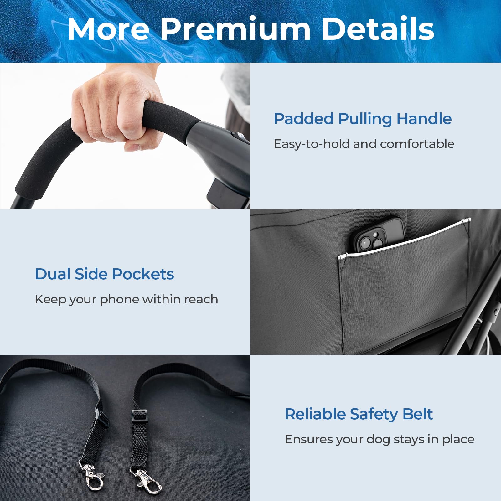 Giantex Double Dog Stroller for 2 Small Medium Dogs - Foldable Pet Stroller with Detachable Carriers, Safety Belt & 4 Lockable Wheels | Cat & Dog Travel Carrier for Outdoor Walks, Park Visits & Vet Trips (Gray)