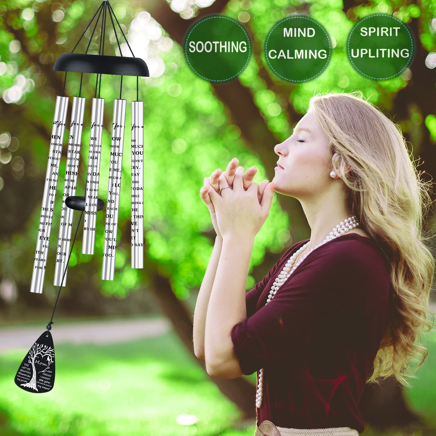 Memorial Wind Chimes for Loss of Mother - Sympathy Gifts for Bereavement, In Memory of Loved One - Perfect for Outdoor Garden, Patio & Healing Spaces