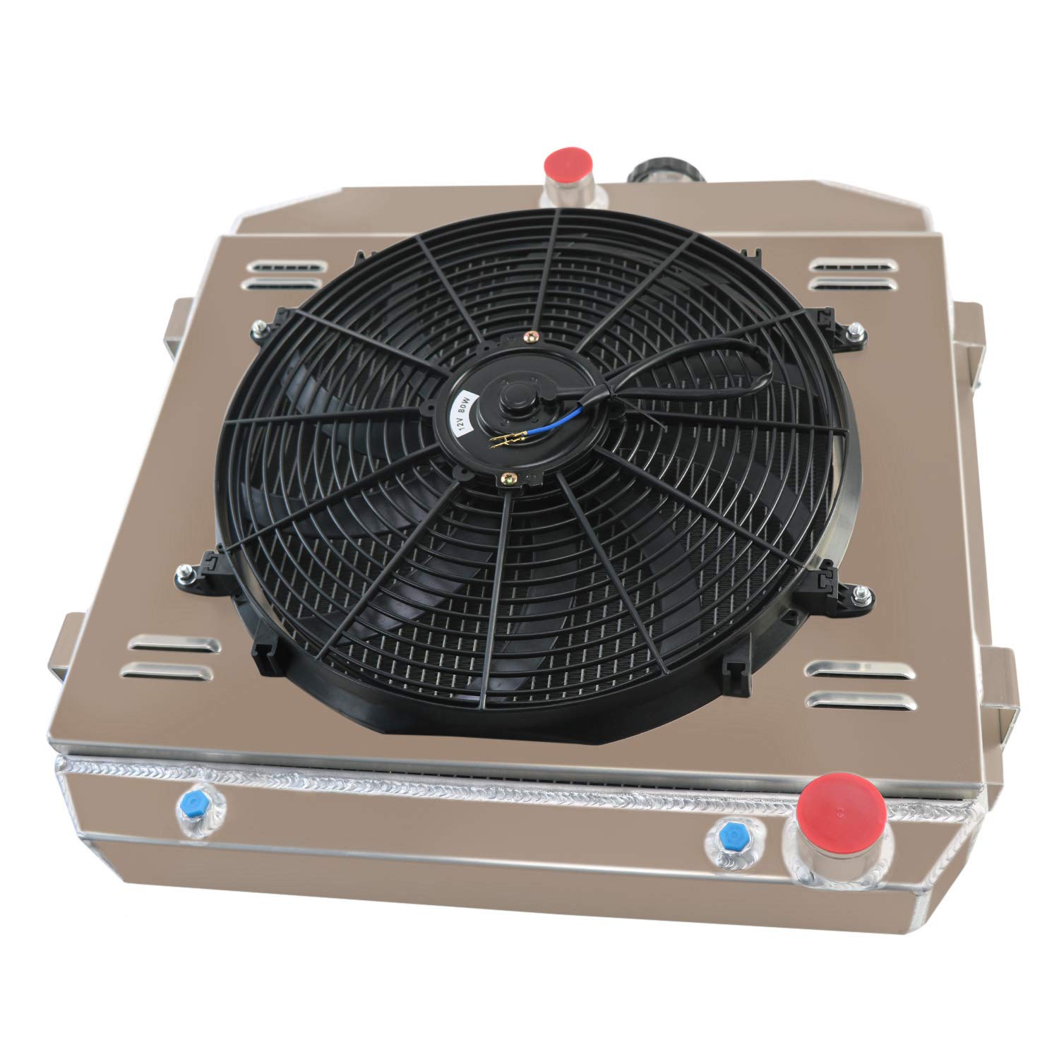 Alloyworks 3 Row Aluminum Radiator with Shroud Fan for 1955-1957 Chevy Bel-Air, Del Ray, Nomad & 210 V8 - High Performance Cooling Upgrade for Classic Car Restoration & Hot Rod Builds