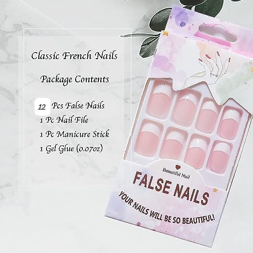 ZOOMIQUE Professional 16-Piece Manicure Pedicure Kit with Stainless Steel Nail Clippers, Scissors & Leather Case - Includes 12 French Fake Nails (2-Pack) - Perfect for Home Salon, Travel & Gift Giving