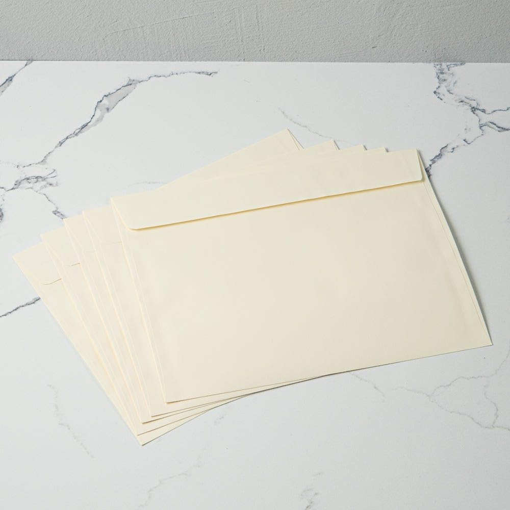 Premium LUXPaper 9 x 12 Booklet Envelopes - Natural Linen Texture, 80lb Text Weight (Pack of 250) | Perfect for Wedding Invitations, Business Mailers & Stationery Packaging
