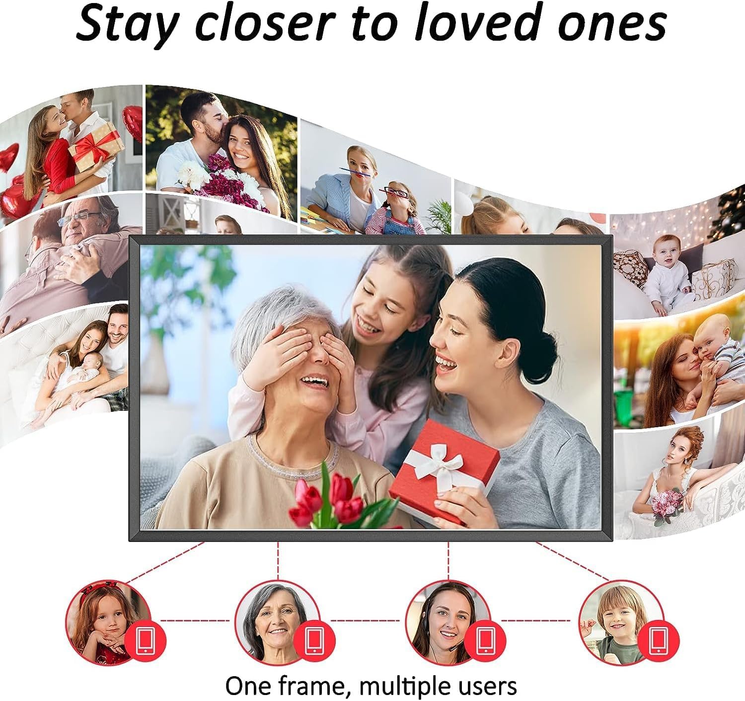 15.6 Inch WiFi Digital Photo Frame with 32GB Memory - Smart Cloud Touch Screen, Auto Rotation, Remote Sharing via Frameo App - Perfect for Home Decor, Office Display & Gift Giving
