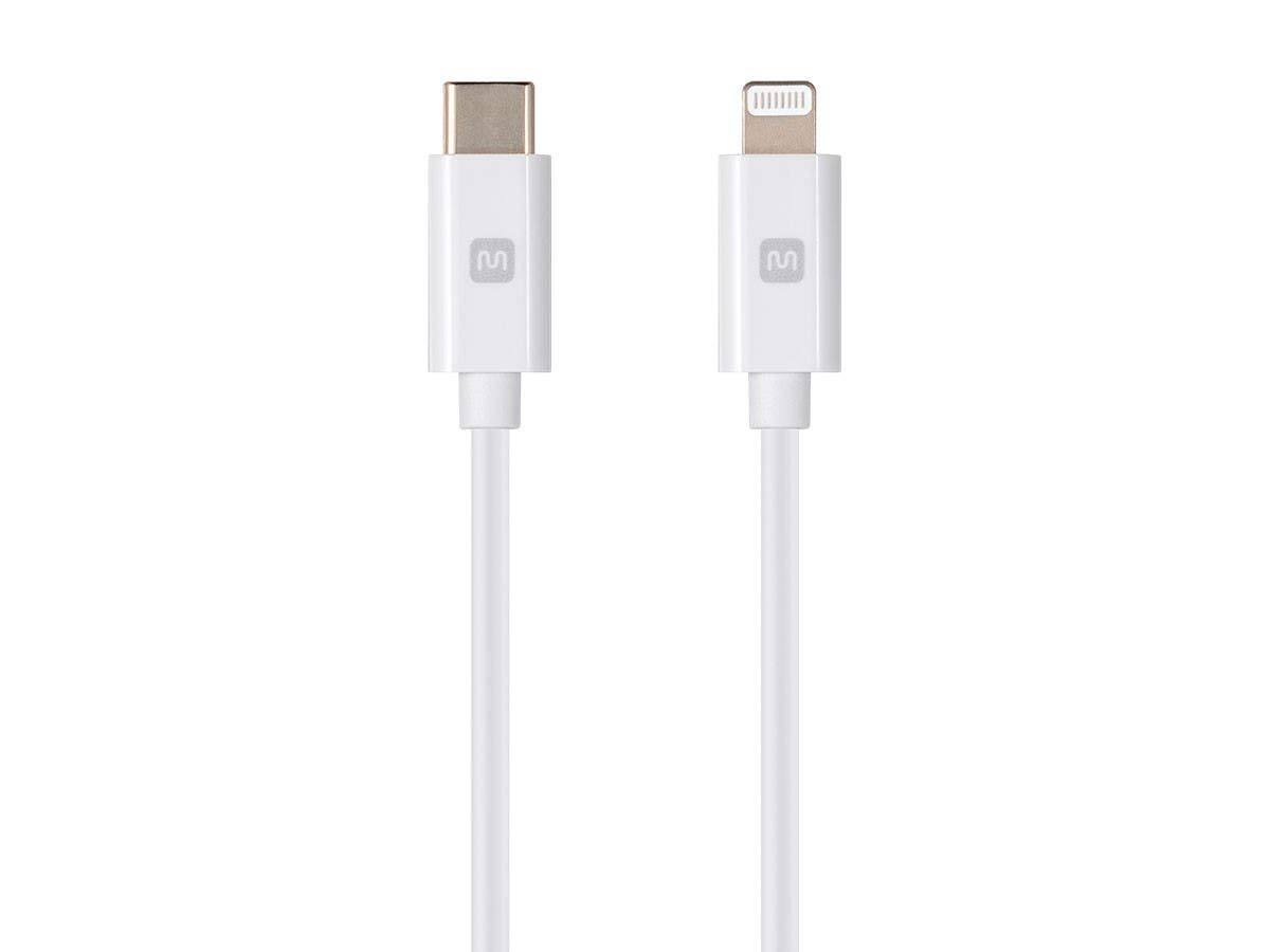Monoprice Apple MFi Certified Lightning to USB-C Charging & Sync Cable - 3ft Fast Charging Cord for iPhone, iPad, iPod with Lightning Port (White) - Perfect for Home, Office & Travel Charging