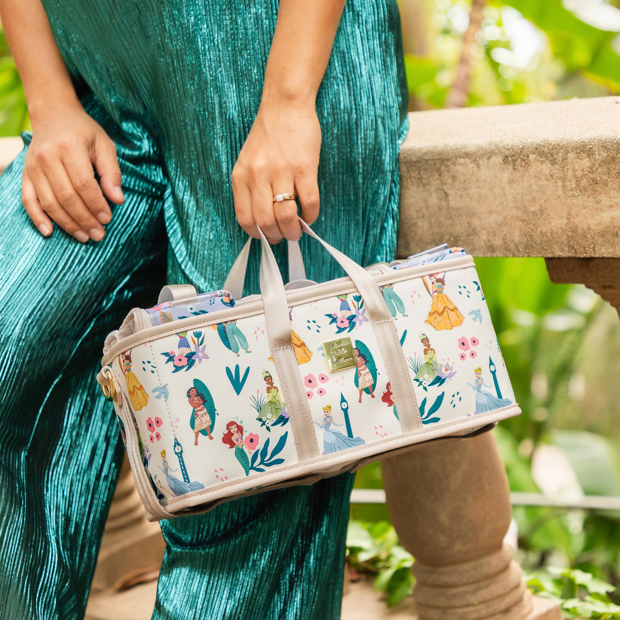 Petunia Pickle Bottom Deluxe Baby Diaper Caddy Organizer - Disney Princess Courage & Kindness Design for Diaper Bags, Strollers & Nursery Organization | Perfect for New Moms & Baby Showers