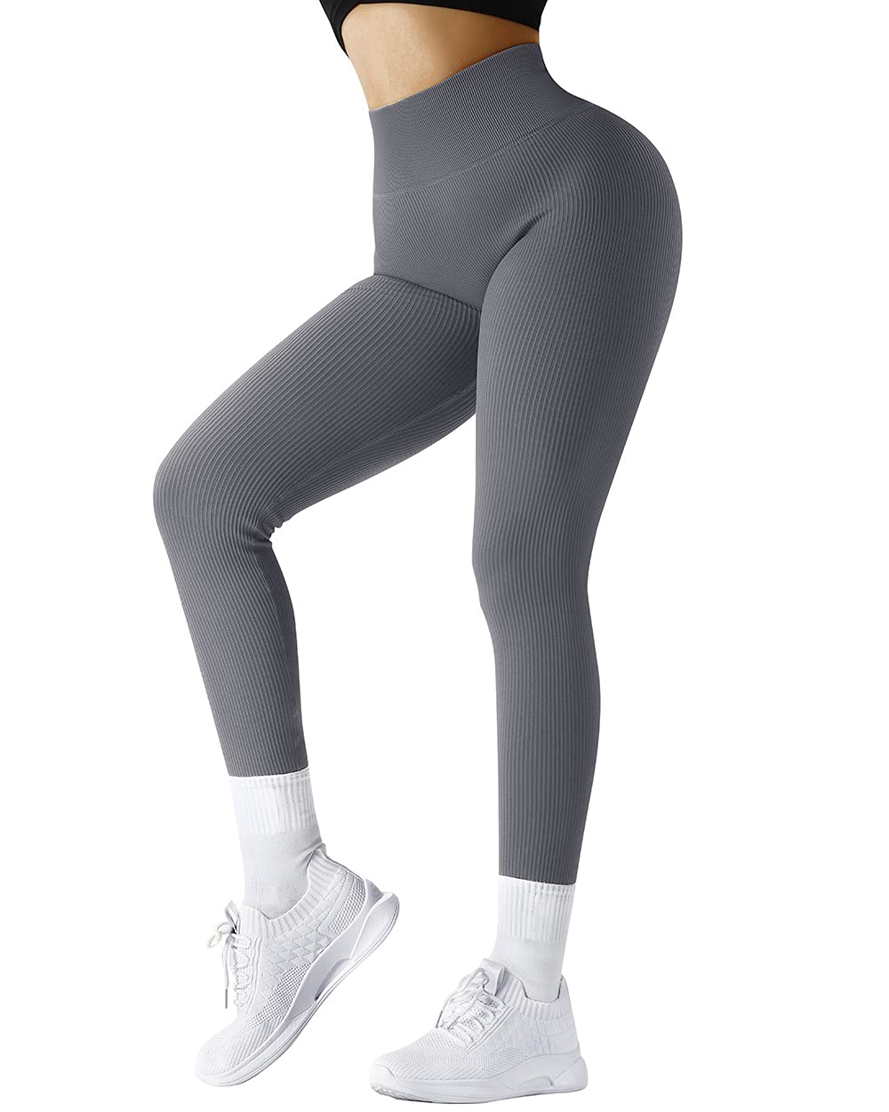 SUUKSESS Women's High Waisted Ribbed Seamless Leggings - Workout, Gym, Yoga Pants for Women - Perfect for Running, Pilates & Lounge Wear