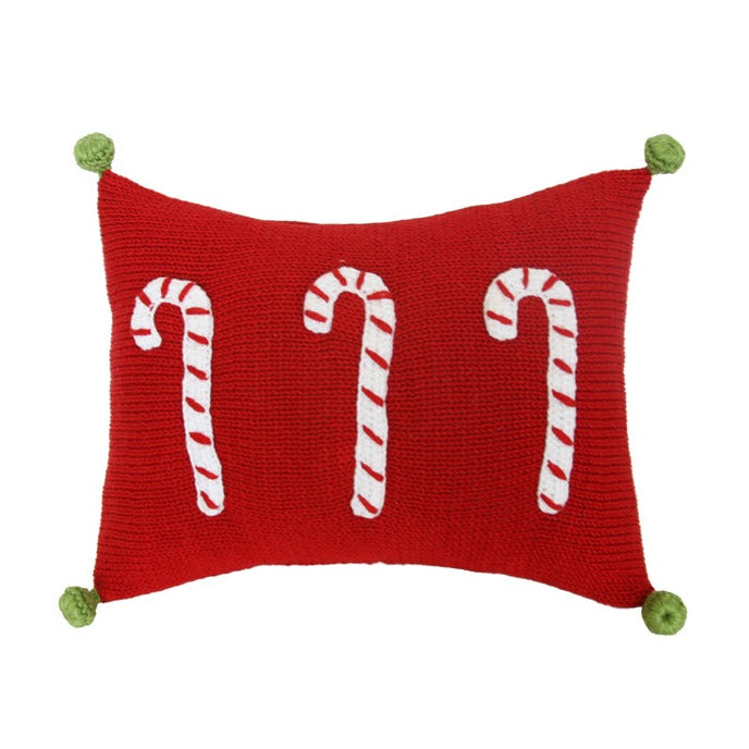 Red Candy Cane Mini Pillow - Christmas Holiday Decorative Throw Pillow for Sofa, Bed, Couch - Festive Home Decor & Cozy Gift Idea
