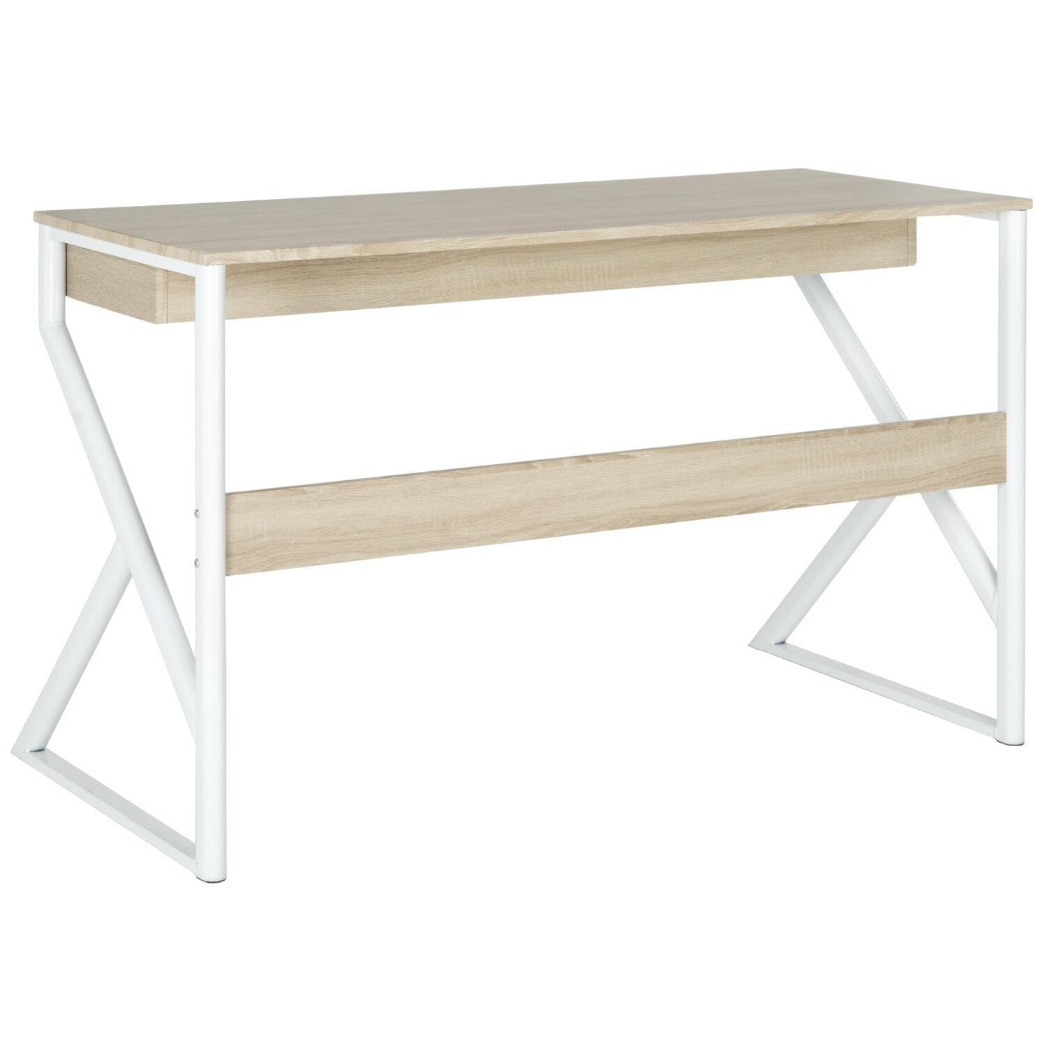 SAFAVIEH Bryant Natural & White Modern Computer Desk - Home Office Furniture for Small Spaces, Work from Home & Study Room