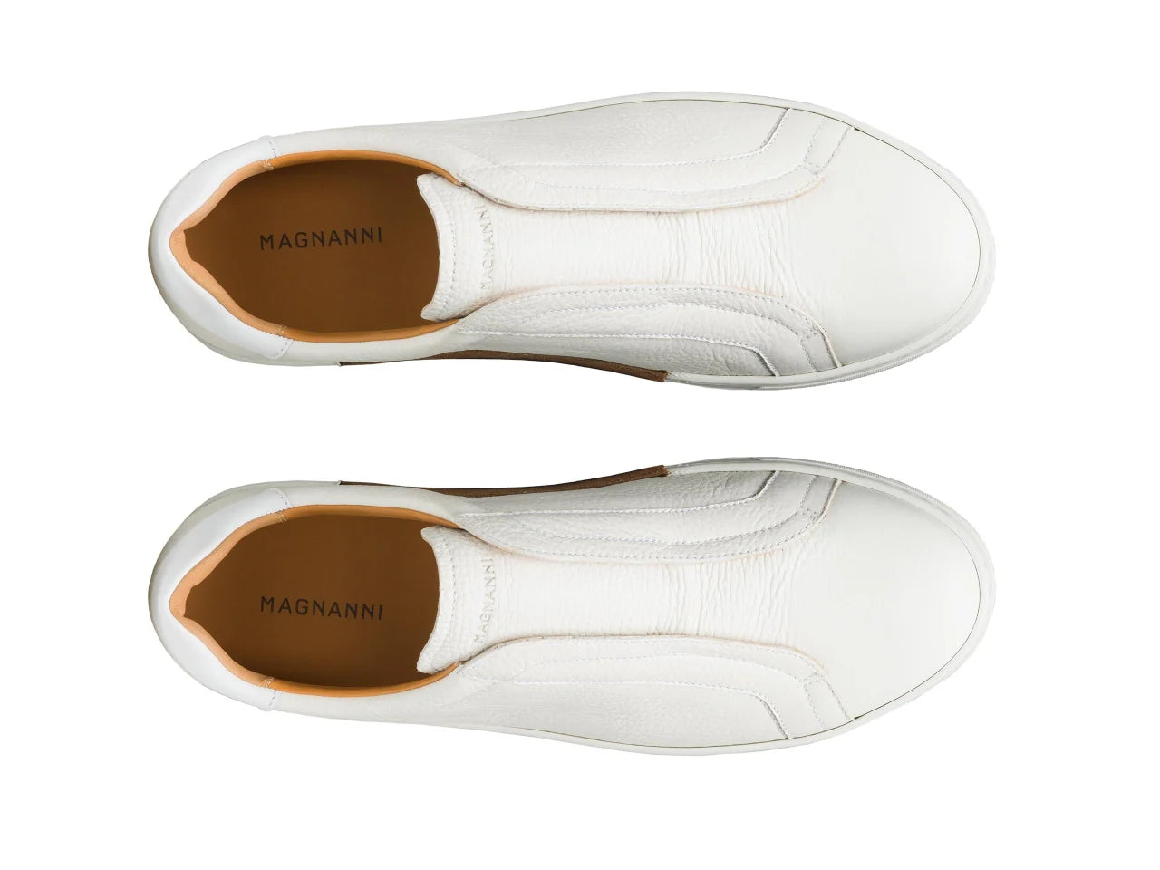 MAGNANNI GASOL White Leather Sneakers for Men - Premium Comfort Casual Shoes for Walking, Travel & Everyday Wear