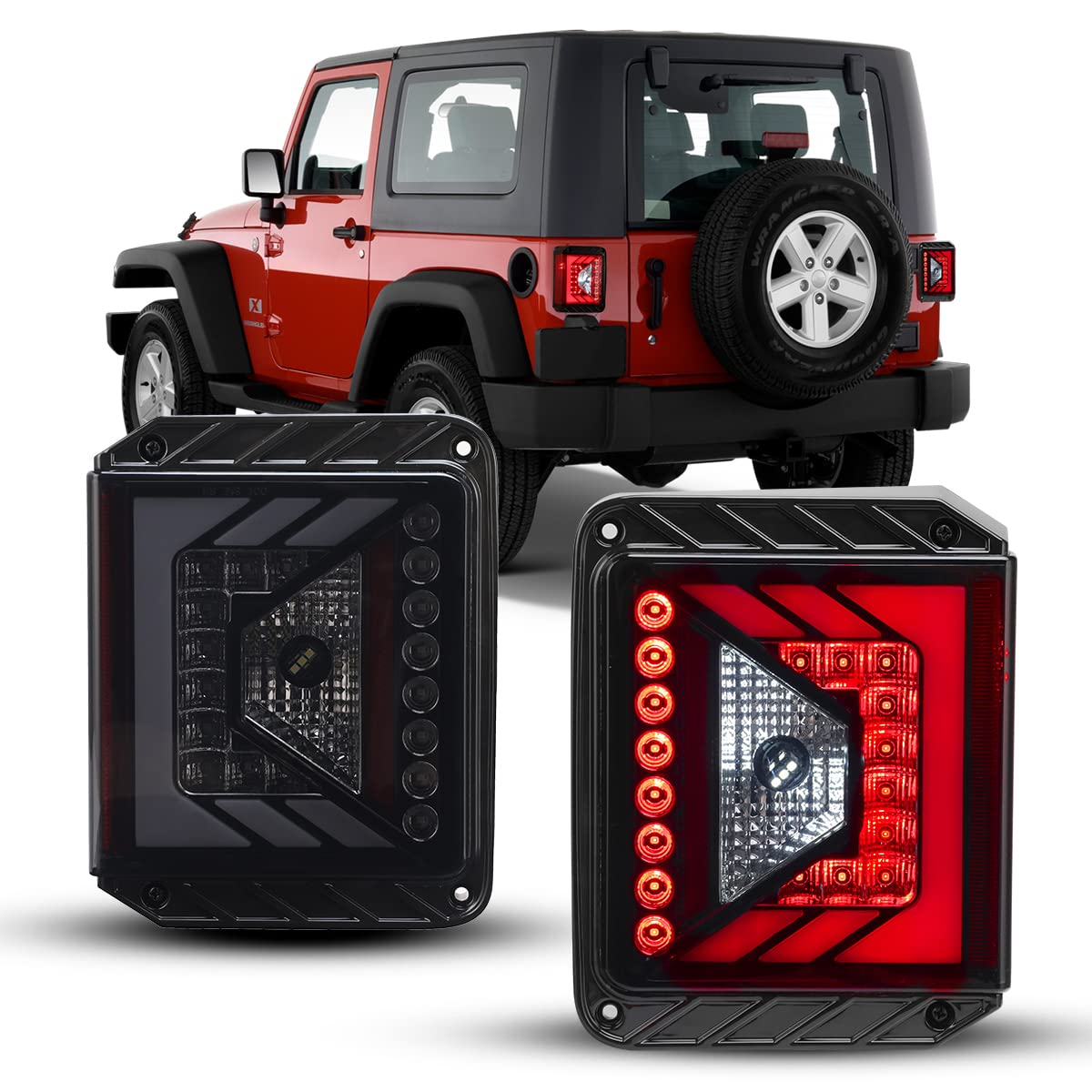 **Nixon Offroad LED Tail Lights for Jeep Wrangler JK & JKU (2007-2018) - Matte Black Housing with Smoke Lens - 1 Pair Replacement Rear Lamps - Perfect for Off-Roading & Night Driving**