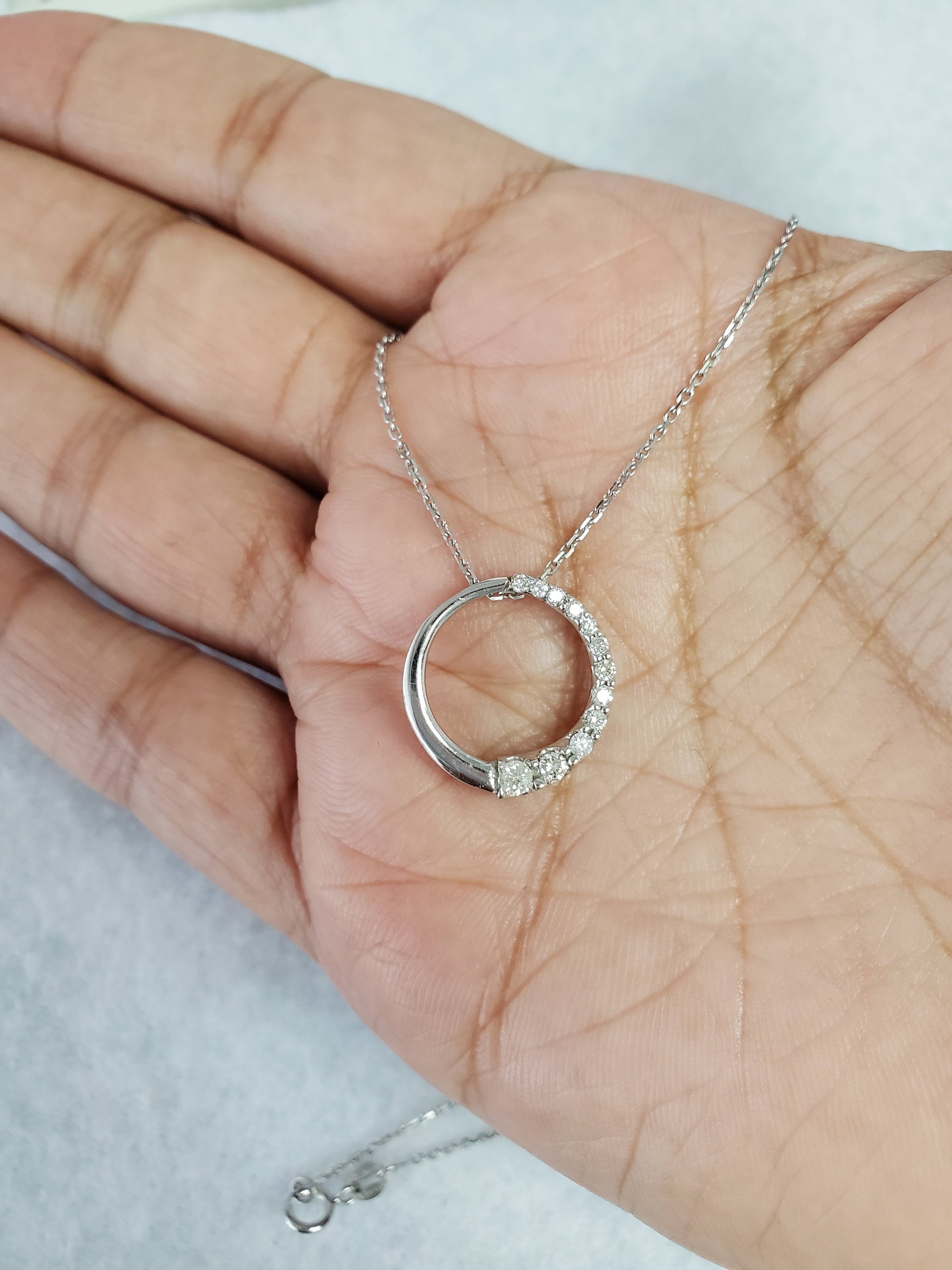 14K White Gold Journey Circle of Life Diamond Pendant Necklace - 0.37cttw, Elegant & Meaningful Jewelry Gift for Women, Perfect for Anniversaries, Birthdays & Special Occasions