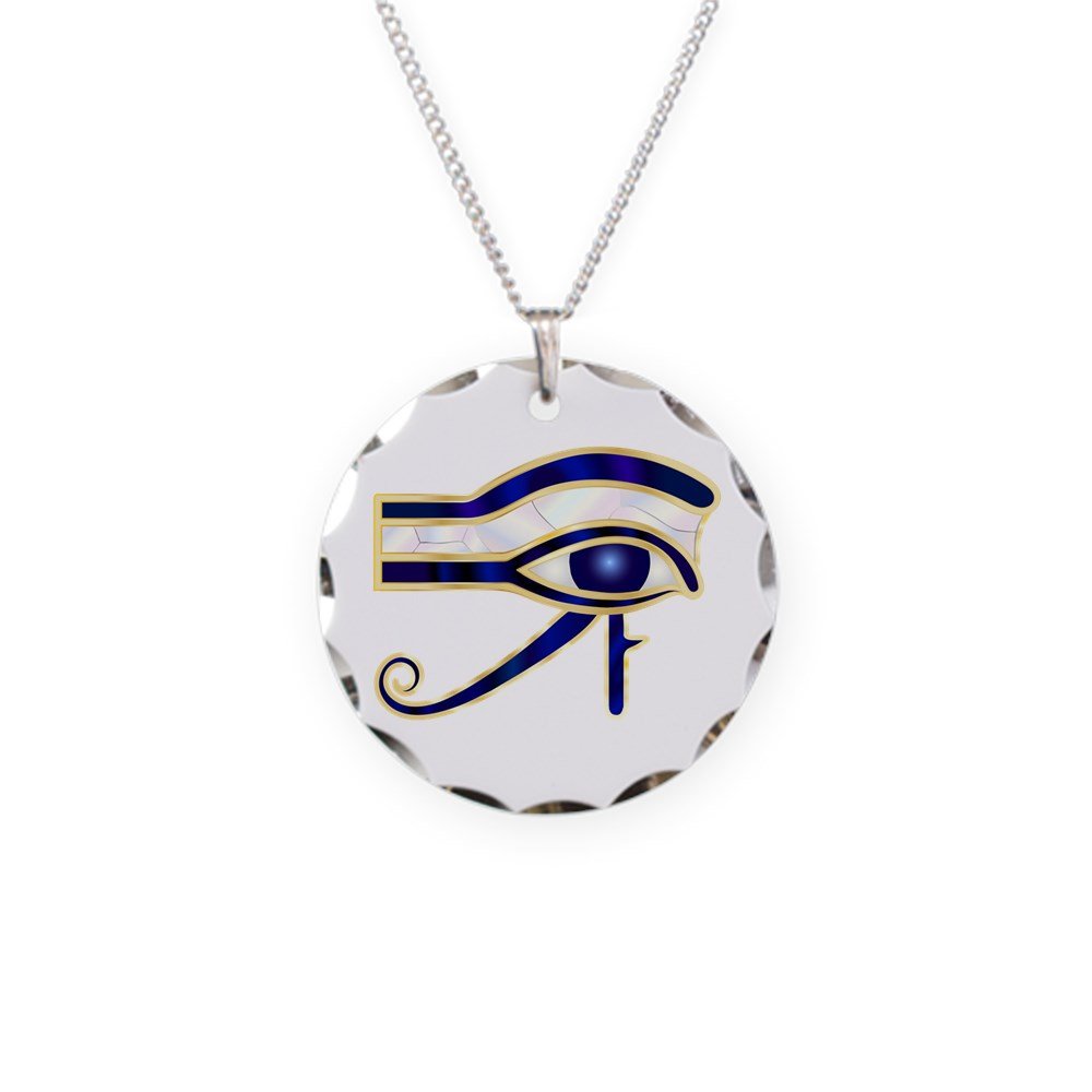 Truly Teague Circle Charm Necklace - Egyptian Eye of Horus or Ra Pendant for Women | Spiritual Jewelry Gift for Protection & Good Luck | Perfect for Boho Style, Meditation & Everyday Wear