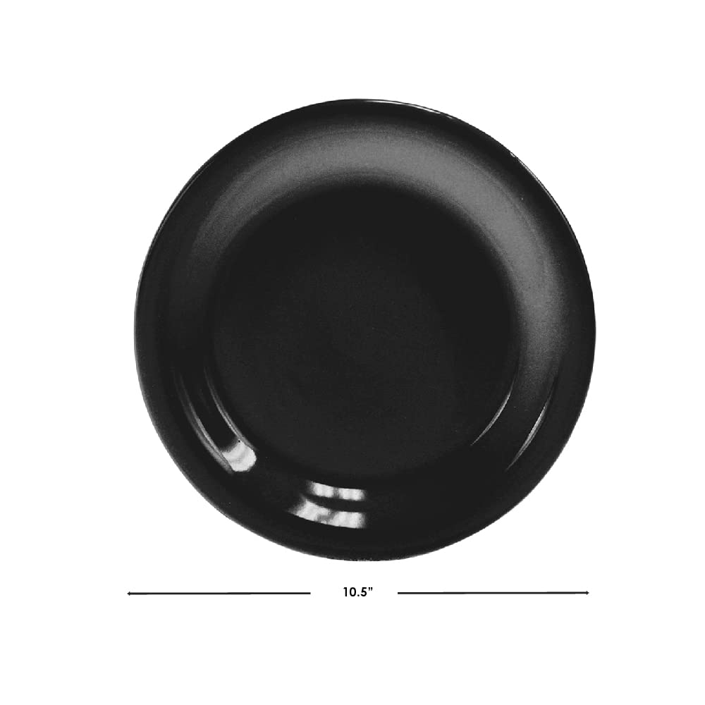 Premium Glossy Ceramic Dinner Plate Set - Large Black Kitchen Plates for Dining, Restaurants & Elegant Dinner Parties