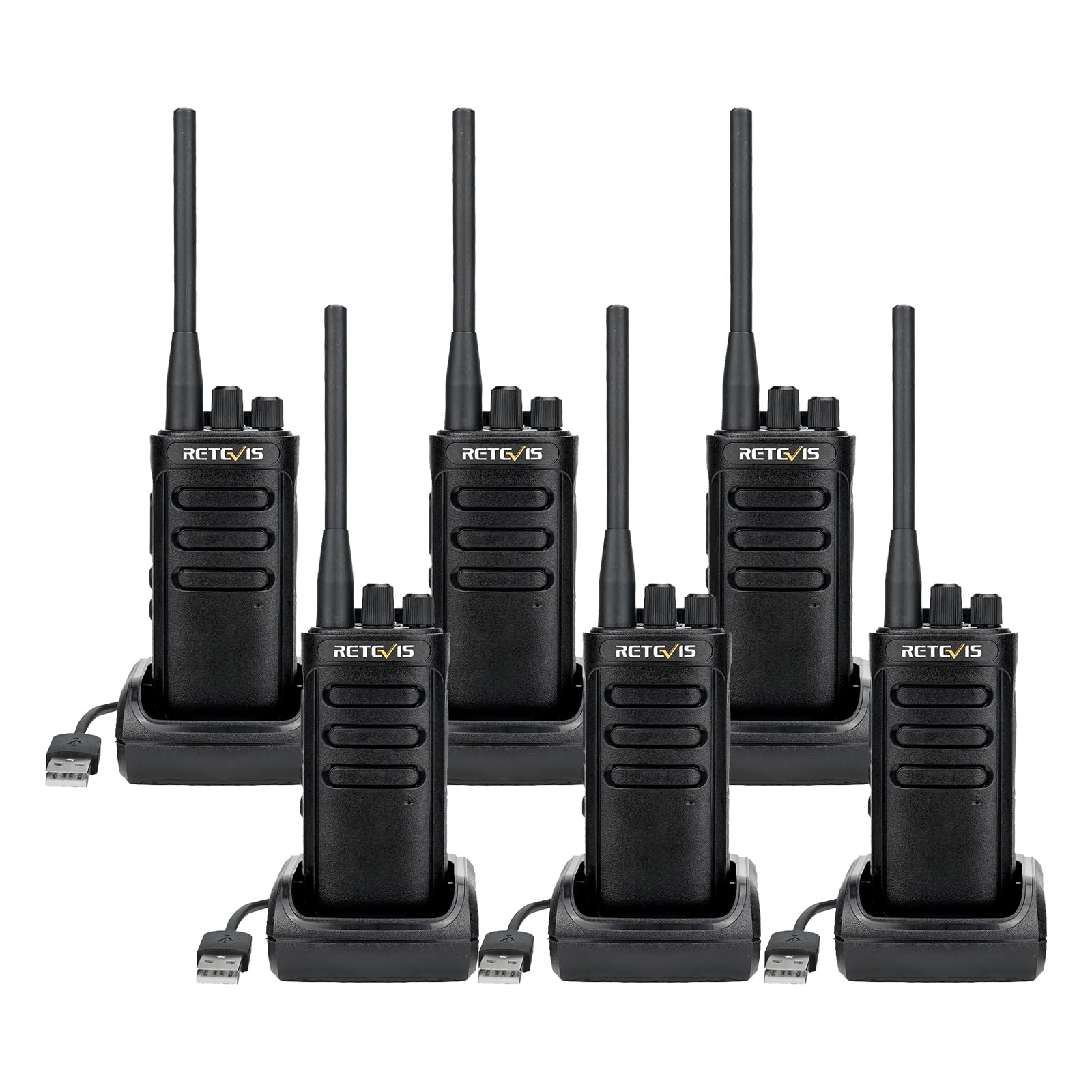 Retevis RB85 Long Range Two-Way Radios with Noise Cancellation - 16 Channels, 2000mAh Rechargeable Battery, High Power Walkie Talkies for Adults (6 Pack) - Ideal for Commercial Use, School Security, Construction Sites, and Outdoor Adventures