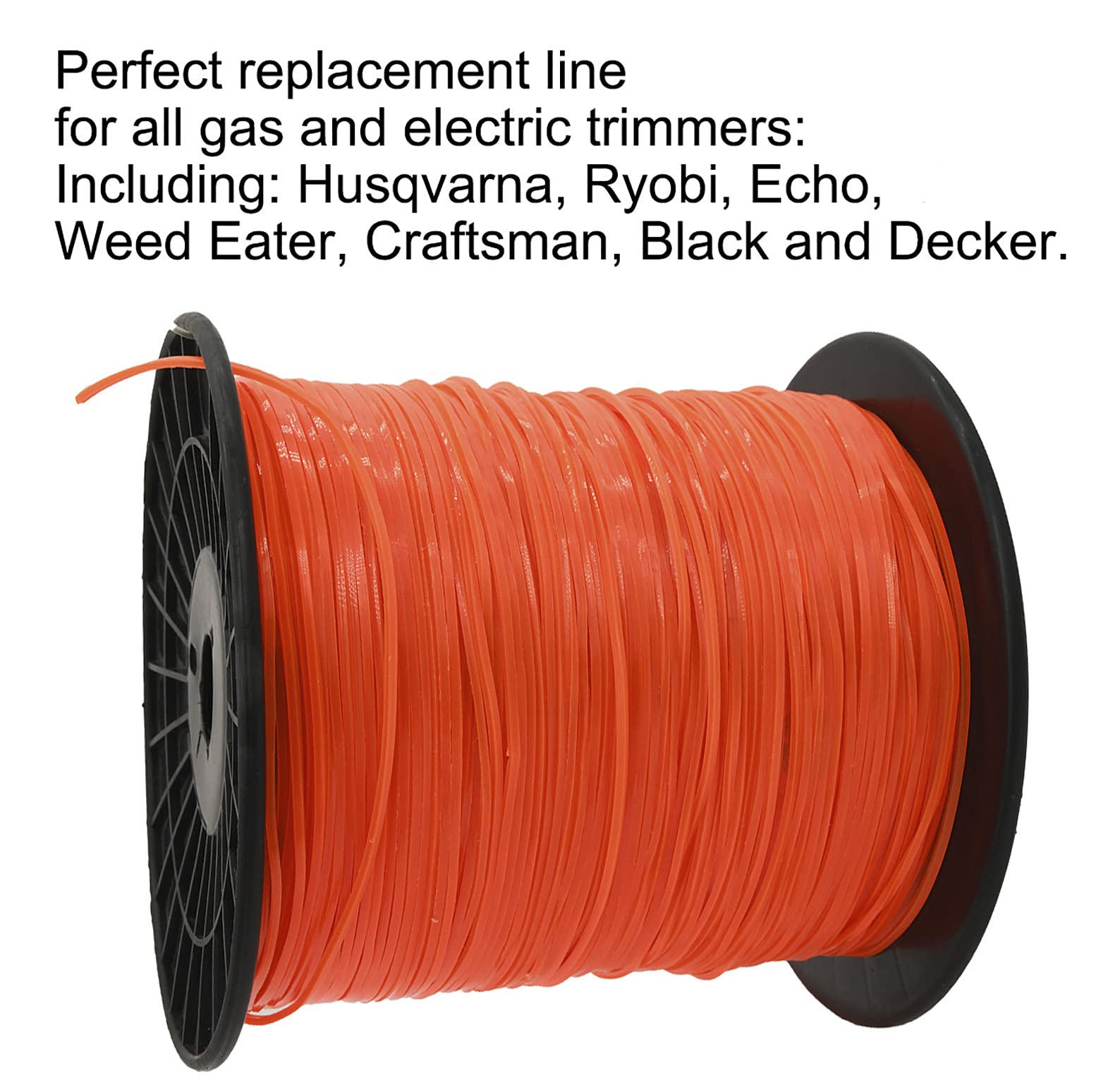 KAKO 080 Commercial Grade Square Trimmer Line - .080-Inch x 1200-Ft Weed Wacker String for Most String Trimmers (Orange) - Ideal for Lawn Care, Yard Maintenance & Professional Landscaping