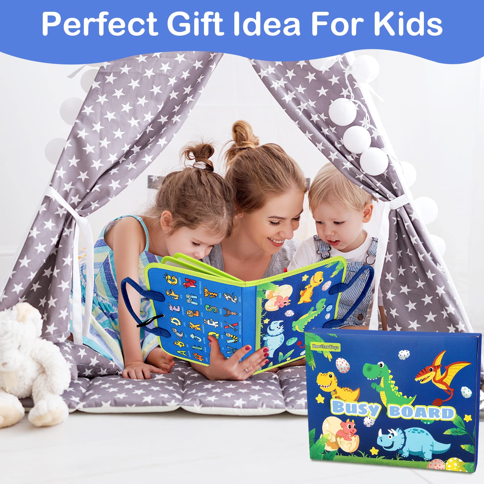 Busy Board for Toddlers - 8-in-1 Educational Toy with Alphabet & Counting for Travel
