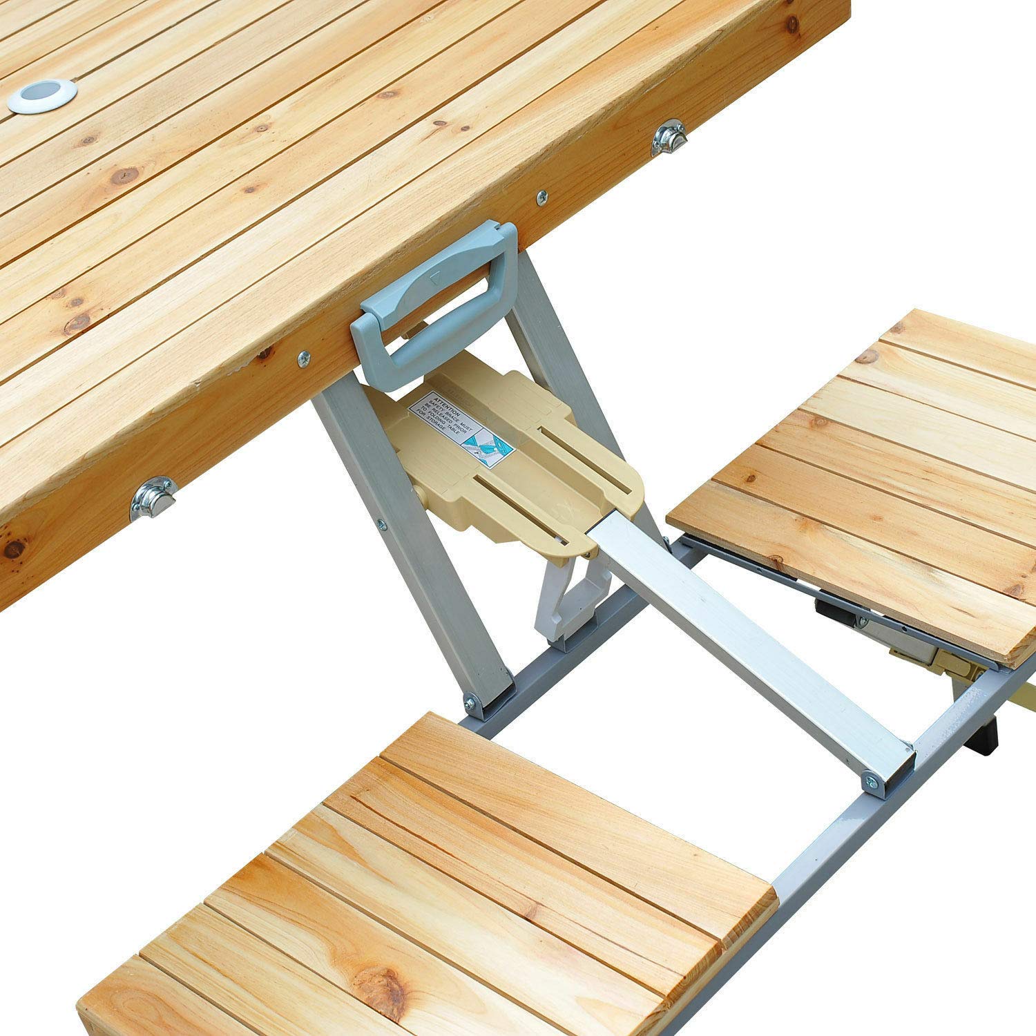 Portable Folding Picnic Table Set with 4 PP Seats & Aluminum Legs - Outdoor Camping, Garden & Patio Furniture with Umbrella Hole - Perfect for BBQs, Beach Trips & Backyard Gatherings