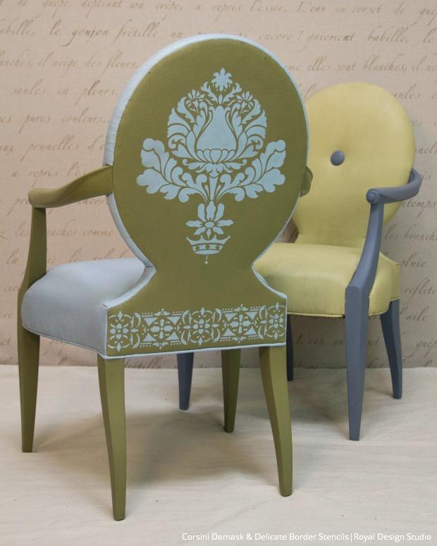Corsini Damask Stencil for Wall Painting, DIY Home Decor, and Furniture Upcycling - Reusable Decorative Stencil for Creative Projects