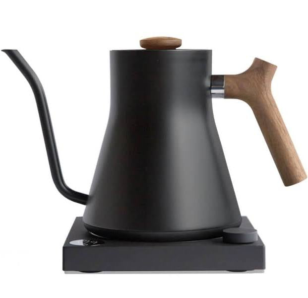 Fellow Stagg EKG Electric Gooseneck Kettle - Matte Black & Walnut - Precision Pour Over Coffee & Tea Brewer for Home Baristas & Coffee Enthusiasts